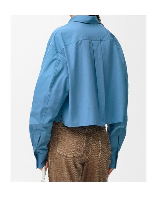 Loewe Blue Cropped Relaxed-Fit Shirt