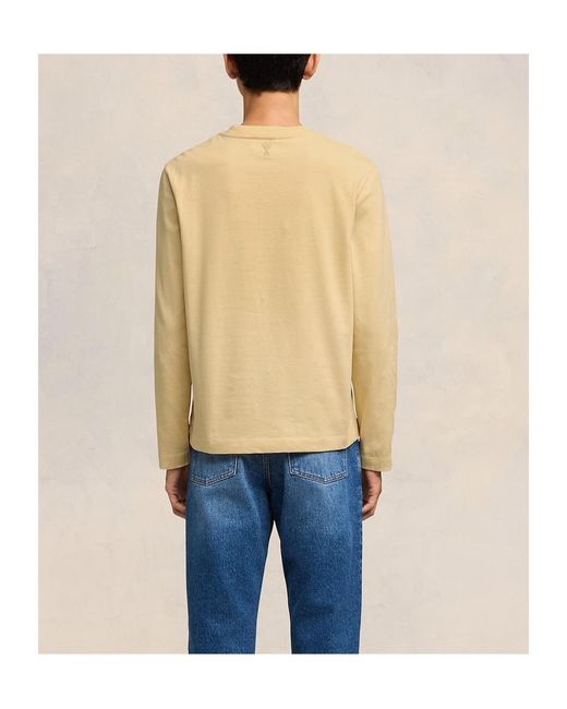 AMI Natural Ami Long Sleeved Crewneck T-Shirt for men