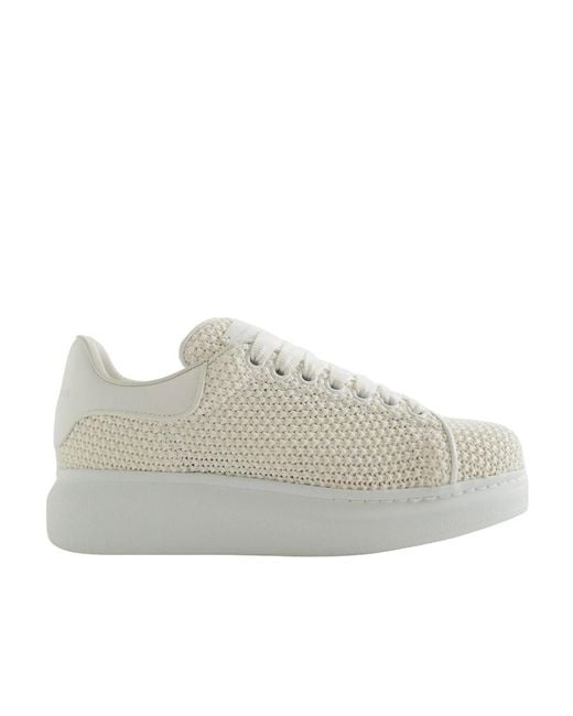 McQueen Gray Round Toe Knitted Sneakers