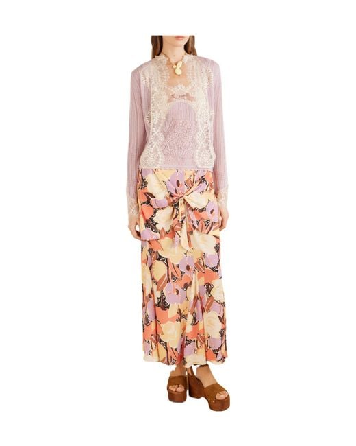 Anna Sui Pink Lingerie Knitted Top