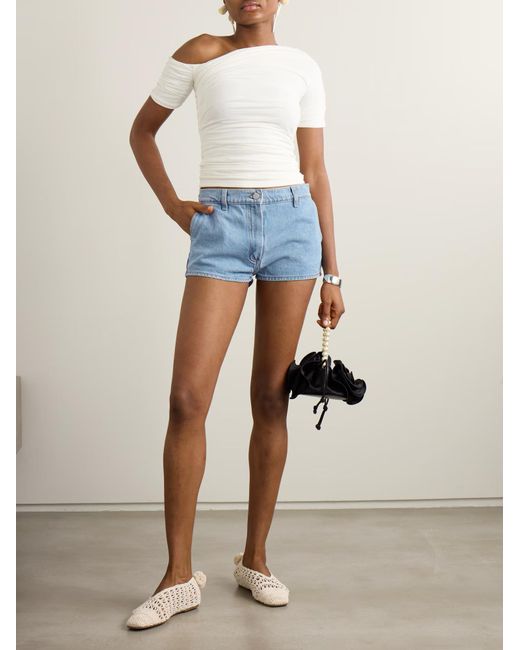 Magda Butrym Blue Denim Shorts With Belt Loops