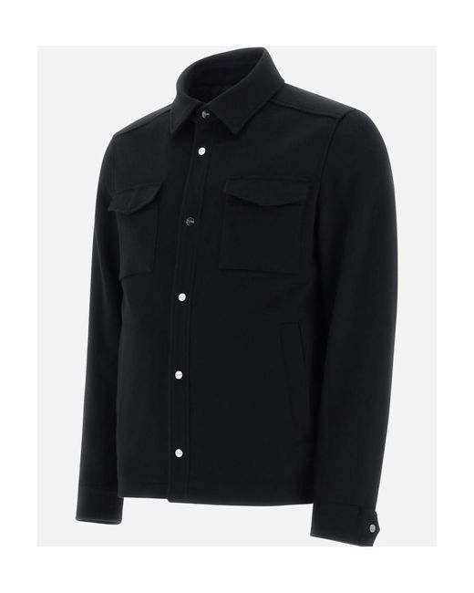 Herno Black Buttoned Shirt Jacket for men