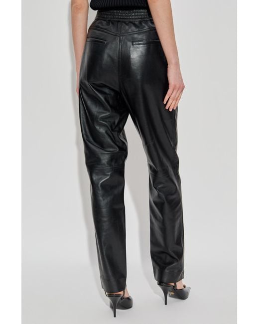 IRO Black Drawstring Leather Trousers