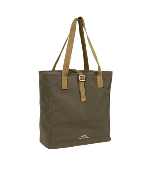 A.P.C. Green Archive Buckle Tote Bag for men