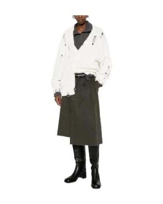 R13 White Distressed Button Cardigan Sweater