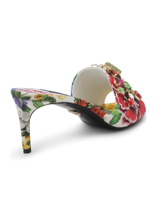Dolce & Gabbana Multicolor Floral Embellished Mules