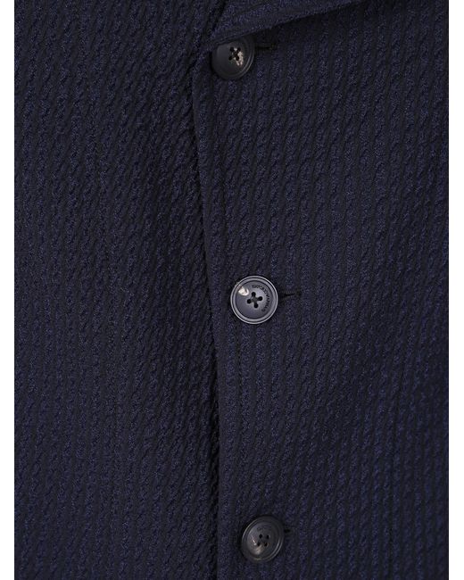 Emporio Armani Blue Textured Wool Jacket for men