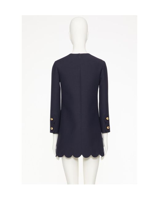 Valentino Blue Crewneck Long-Sleeved Mini Dress