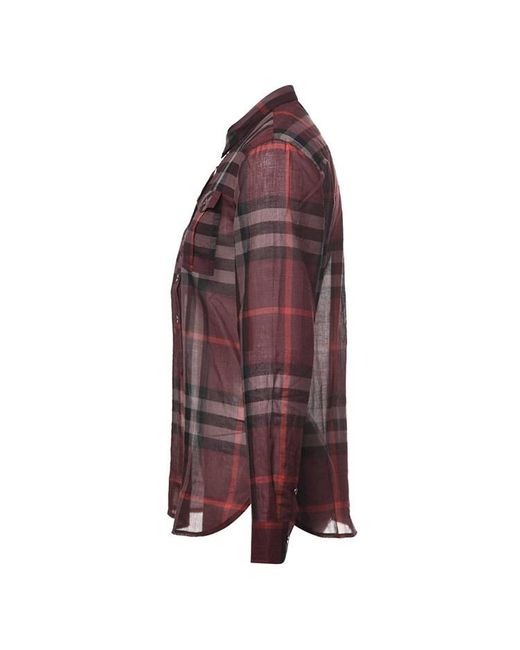 Burberry Purple Plaid Long-Sleeved Shirt