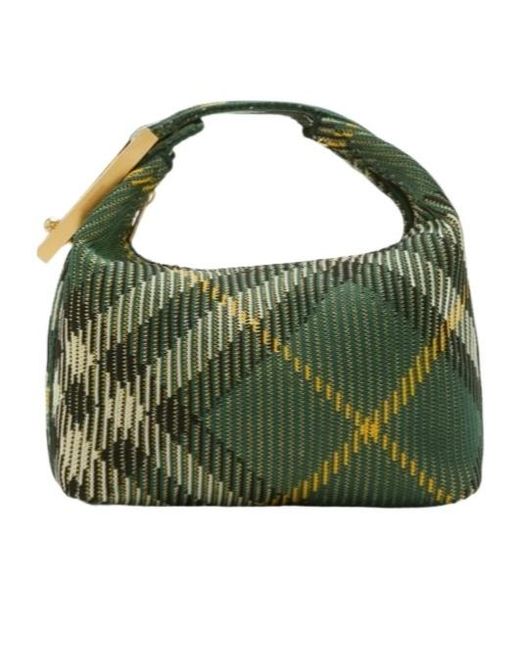 Burberry Green Peg Check-Pattern Zipped Mini Shoulder Bag
