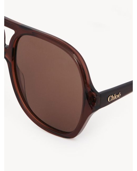 Chloé Brown Salomé Pilot-Frame Sunglasses