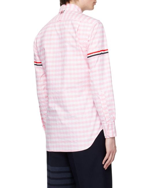 Thom Browne Pink Rwb-Stripe Gingham Shirt for men