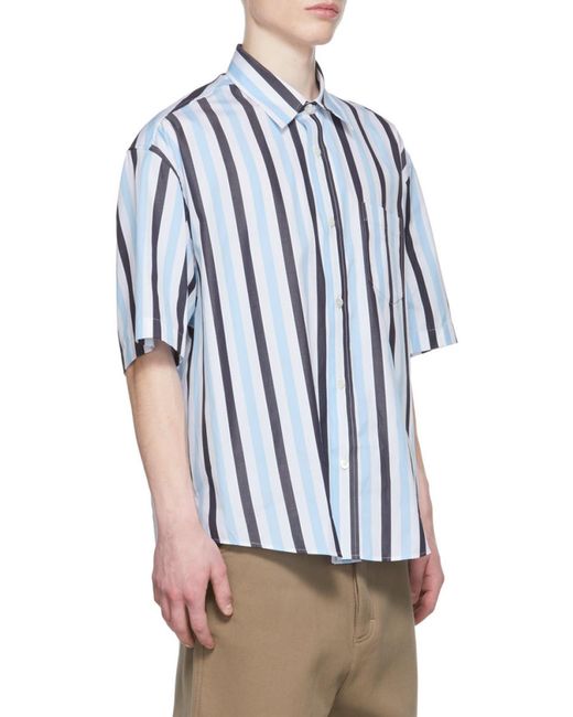 AMI Blue Stripe-Print Shirt for men