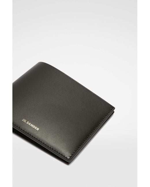 Jil Sander Black Logo Printed Bi-Fold Wallet for men