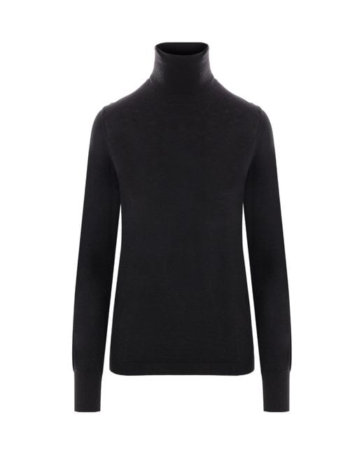 Allude Black Roll Neck Knit T-Shirt