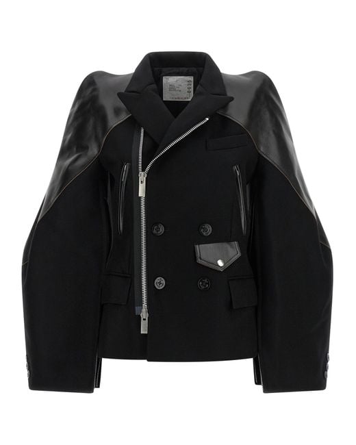 Sacai Black Melton Wool Jacket