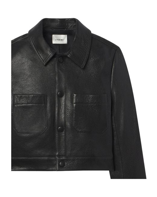 FRAME Black Cropped Button-Front Jacket