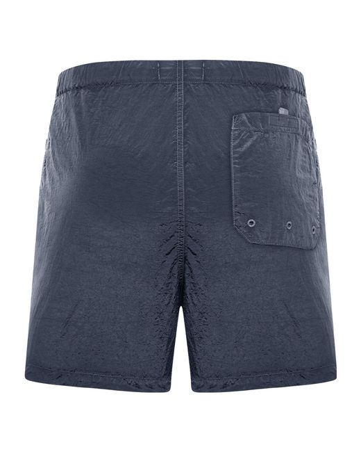 Stone Island Blue Compass Logo-Patch Swim Shorts for men