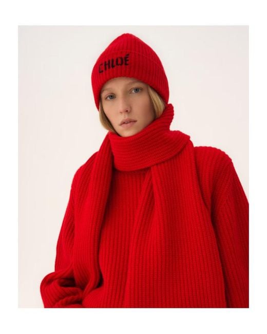Chloé Red Chloé Joyful Beanie