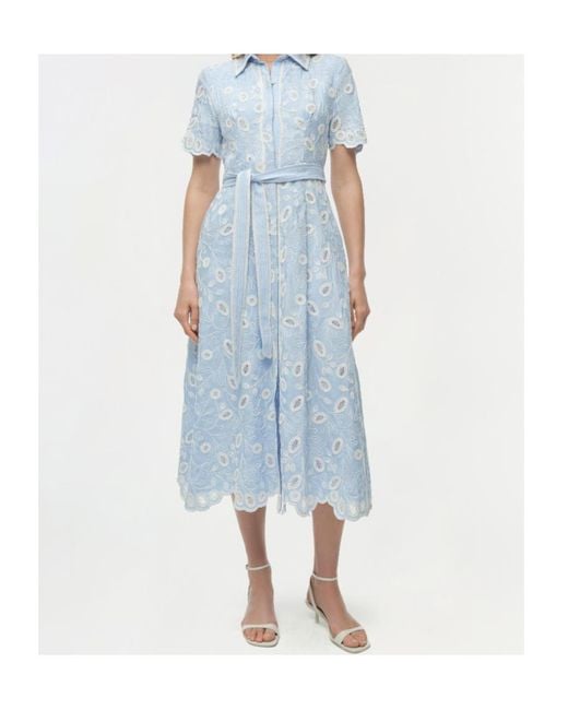 Jonathan Simkhai Blue Audria Eyelet-Embroidered Midi Dress