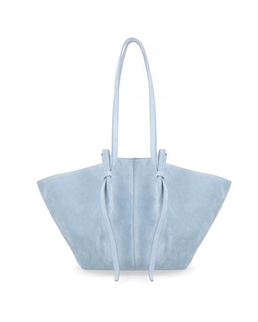 Yuzefi Blue Large Mochi Suede Shoulder Bag