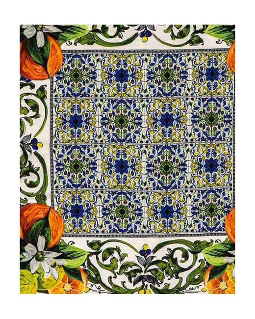 Dolce & Gabbana Blue Printed Silk Scarf