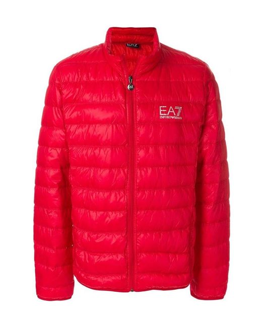 EA7 Red Padded Logo Jacket for men