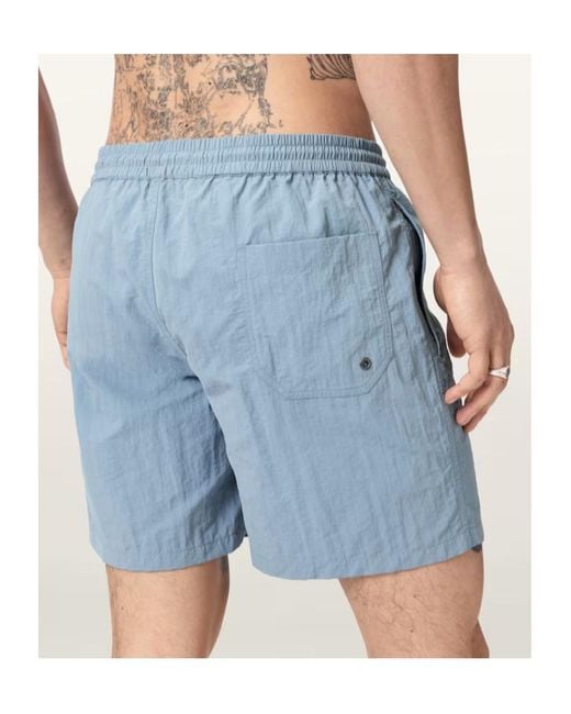 AllSaints Blue Underground Slim Fit Swim Shorts for men
