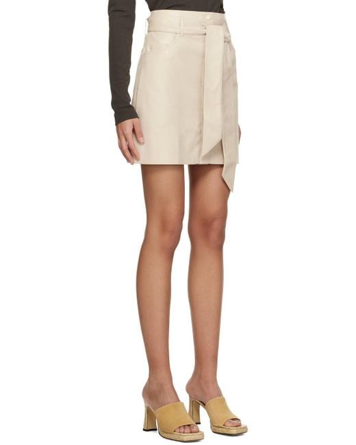 Nanushka Natural High-Waist A-Line Belted Mini Skirt