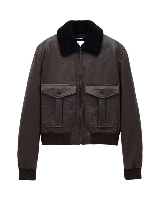Saint Laurent Black Long-Sleeved Leather Jacket for men