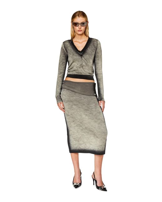 DIESEL Gray Faded-Trim V-Neck Jumper