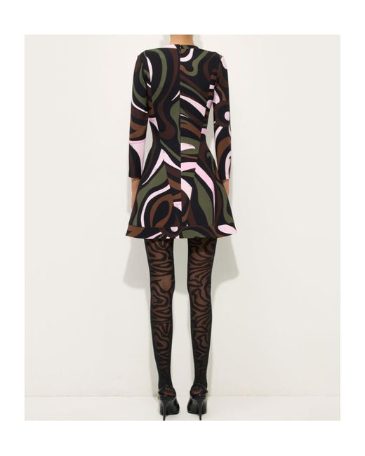 Emilio Pucci Black Marmo Print Compact Jersey Dress