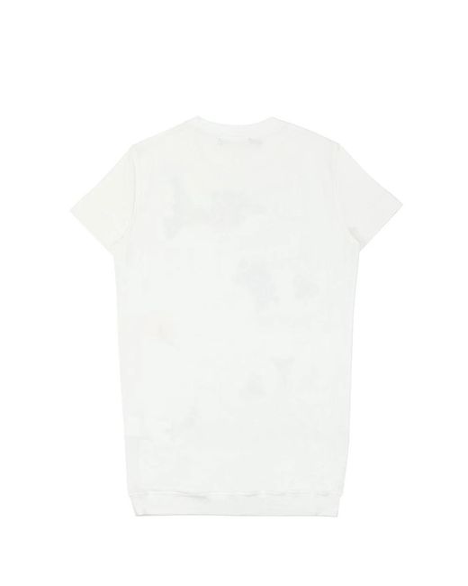 Moschino White Printed Round-Neck Short-Sleeved Dress