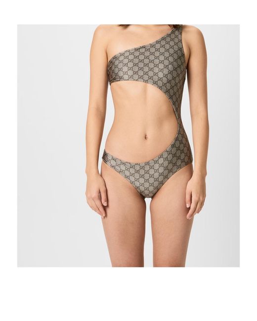 Gucci Gray Gg Jersey One-Piece Swimsuit