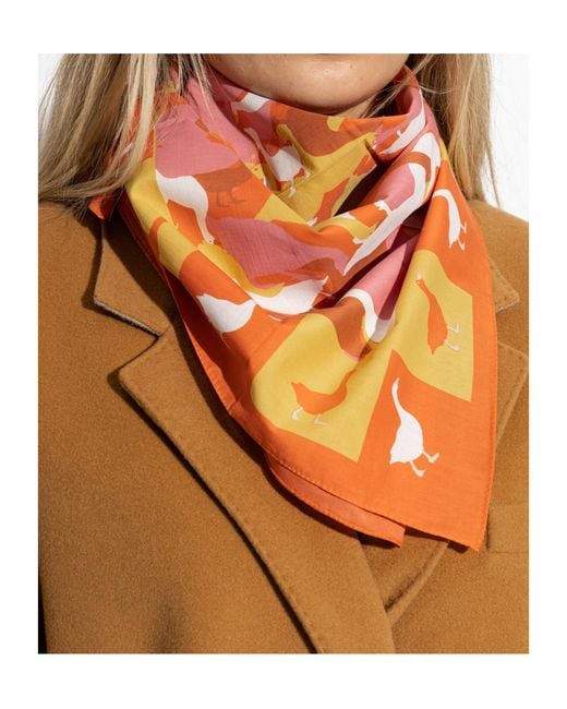Moschino Orange Duck Print Scarf for men