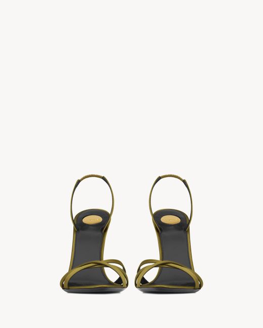 Saint Laurent Metallic Kate Satin Slingback Heeled Sandals