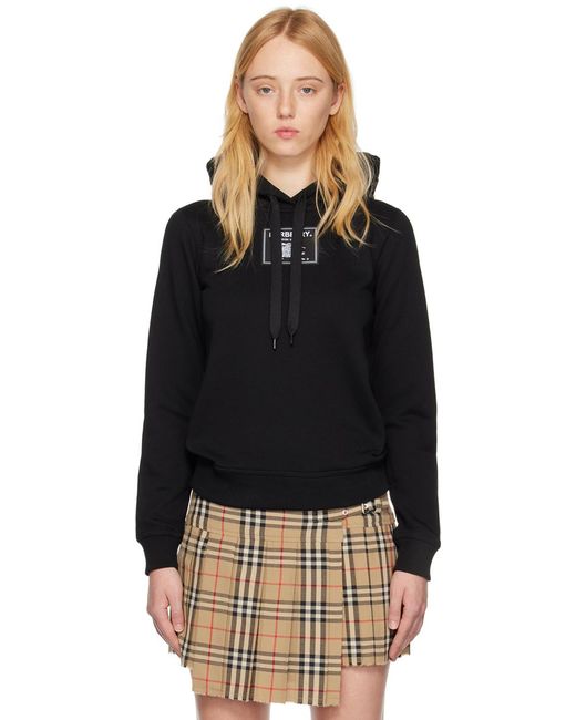 Burberry Black Logo Patch Drawstring Hoodie
