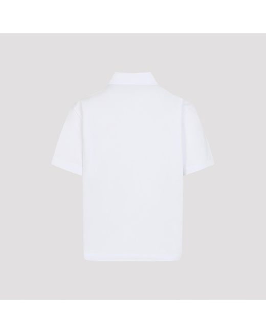 Moncler White Logo Patch Short-Sleeved Polo Shirt for men