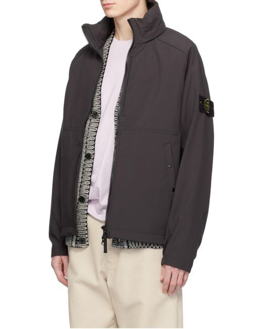 Stone Island Gray High-Neck Zipped Jacket for men