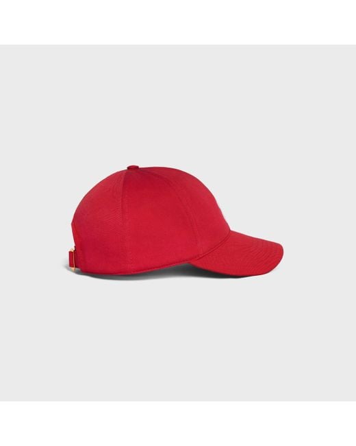 Céline Red Triomphe Baseball Cap