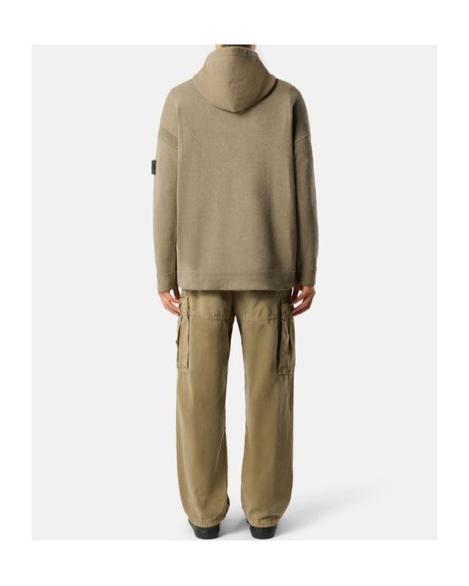 Stone Island Natural Loose-Fit Hooded Half-Zip Sweatshirt With Knit Panels for men