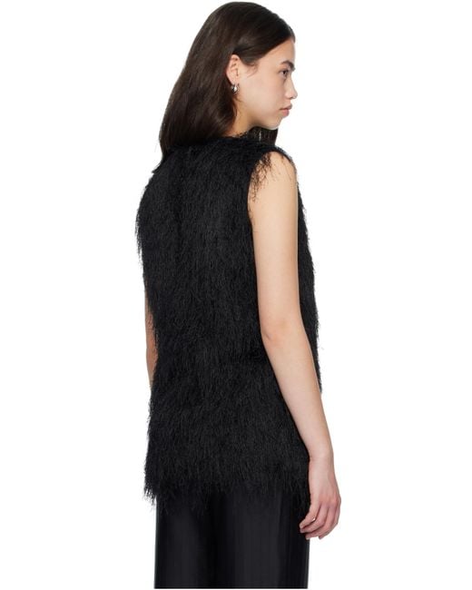 Loulou de Saison Black Yasmin Textured Sleeveless Top