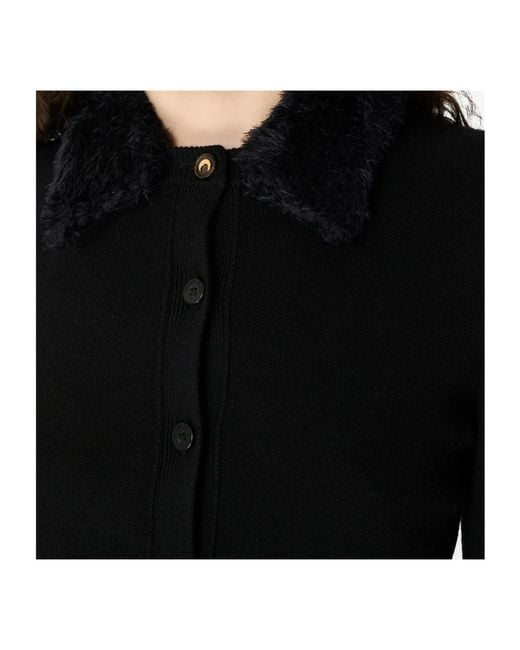 MARINE SERRE Black Wool Cropped Cardigan