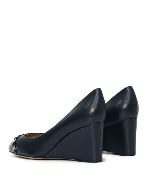 Ferragamo Blue Round Head Heels