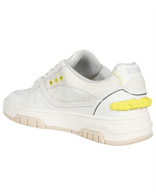 MSGM White Round Toe Lace-Up Sneakers for men