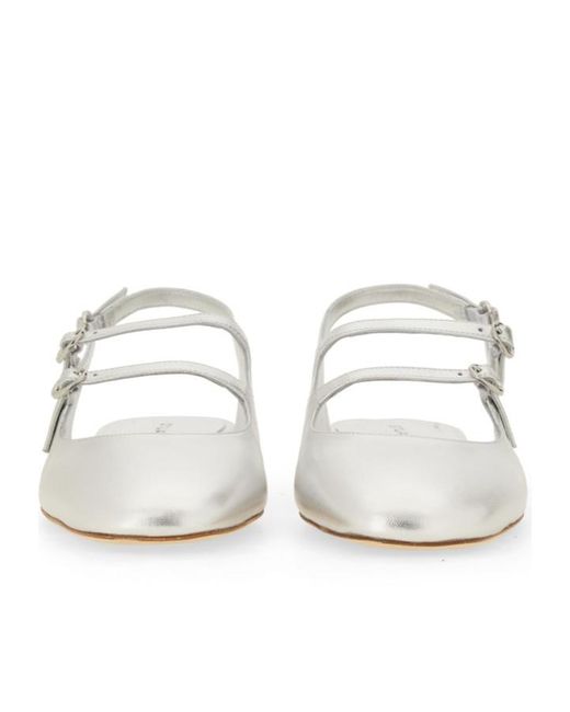 Stuart Weitzman White Benni Mary Jane Slingback Flat Shoes