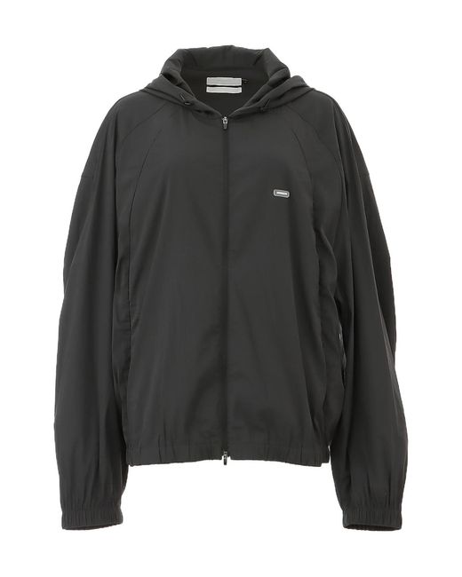 Amomento Black Nylon Hooded Jacket for men