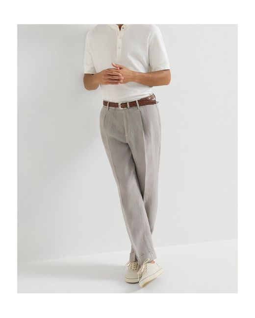 Brunello Cucinelli Gray Garment-Dyed Trousers for men