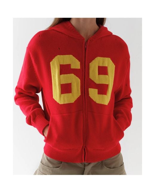 GIMAGUAS Red 69 Front-Zip Hoodie for men