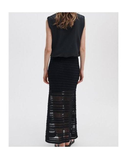 Rag & Bone Black Ribbed Midi Skirt